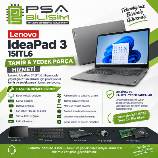 Lenovo IdeaPad 3 15ITL6 Tamir ve Yedek Parça